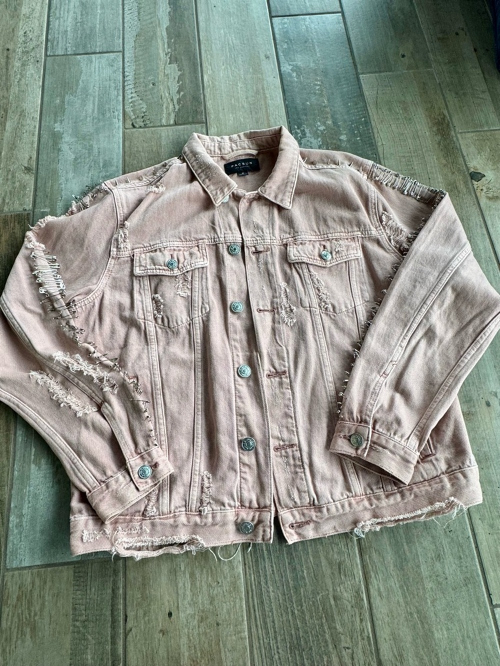 Pacsun Distressed Punk Pink Denim Jacket Medium